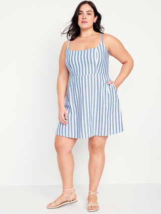 Vestido sin Mangas con Estampado Rayas