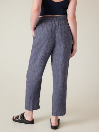 Pantalón Talle Alto con Cintura Elástica de Lino