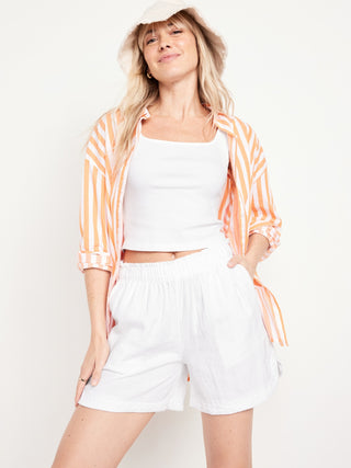 Short Talle Alto con Cintura Elástica de Algodón