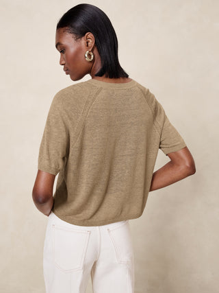 Blusa Manga Corta con Lino