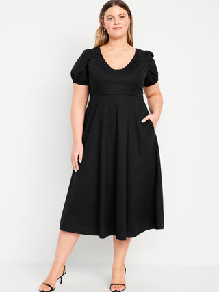 Vestido Midi con Cintura Imperio de Algodón