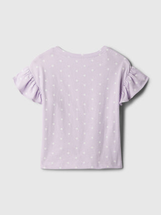 Camiseta Manga Corta con Detalle de Volante, Niña