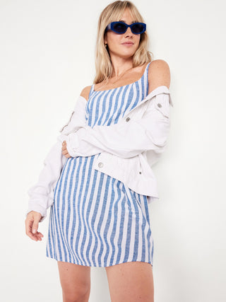 Vestido sin Mangas con Estampado Rayas