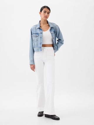 Jeans Acampanado Talle Alto con Bolsillos