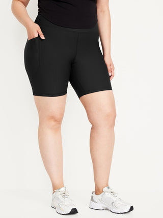 High-Waisted Sports Shorts with Pockets