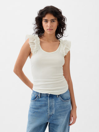 Camiseta Cuello Redondo con Vuelos