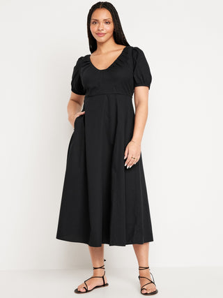 Vestido Midi con Cintura Imperio de Algodón