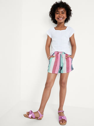 Short Talle Alto con Estampado Rayas, Niña
