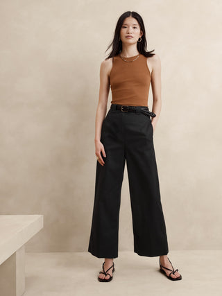 Pantalón Ancho Talle Alto con Bolsilos