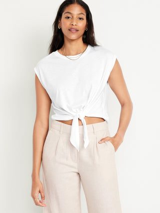 Blusa Cuello Redondo de Punto Acanalado