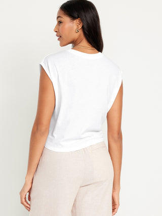 Blusa Cuello Redondo de Punto Acanalado