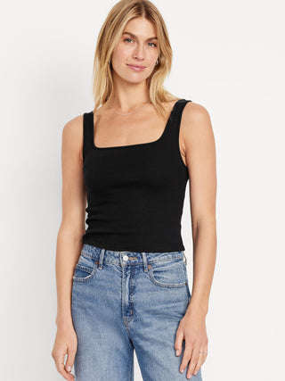 Camiseta sin Mangas de Punto de Canalé