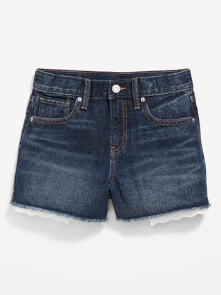 Short Denim Talle Alto con Encaje, Niña