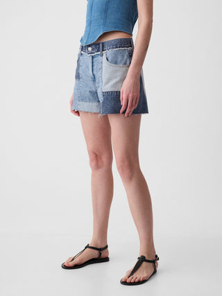 Short Denim Talle Bajo Patchwork