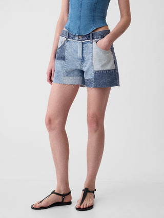 Short Denim Talle Bajo Patchwork