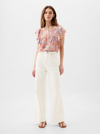Jeans Wide Leg Talle Alto con Bolsillos