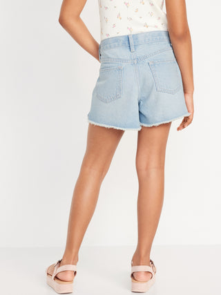 Short Denim Talle Alto con Desgastado, Niña