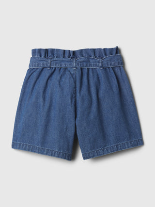 Short Denim Talle Alto con Bolsillos, Niña