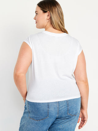 Blusa Cuello Redondo de Punto Acanalado