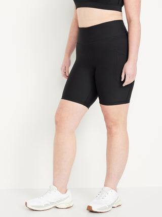 High-Waisted Sports Shorts with Pockets