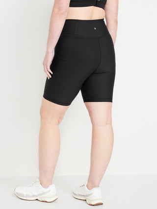 High-Waisted Sports Shorts with Pockets
