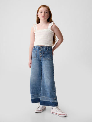 Jeans Wide Leg Talle Alto con Bolsillos, Niña