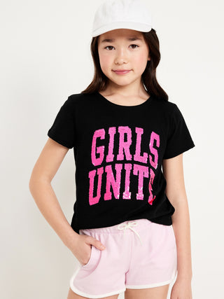 Camiseta Manga Corta con Estampado Lentejuelas, Niña