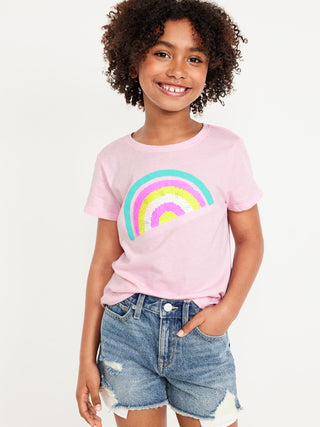 Camiseta Manga Corta con Estampado Lentejuelas, Niña