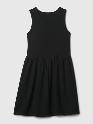Vestido Cuello Redondo con Algodón, Niña