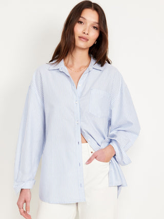 Camisa Manga Larga Oversize con Bolsillo