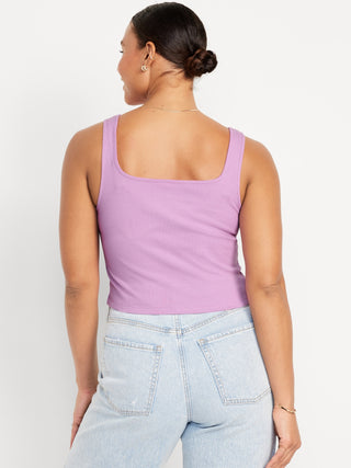 Camiseta sin Mangas de Punto de Canalé