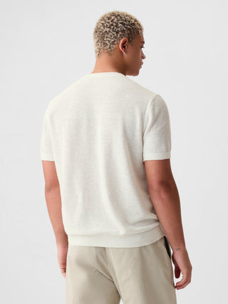 Camiseta Cuello Redondo con Lino