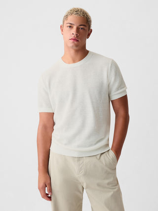 Camiseta Cuello Redondo con Lino