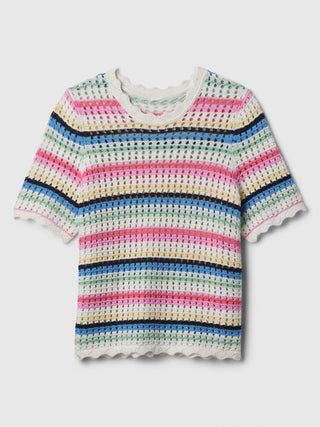 Camiseta Manga Corta de Crochet
