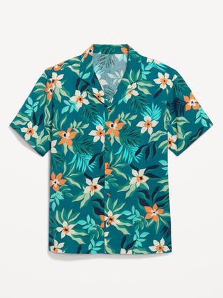 Camisa Manga Corta con Estampado Tropical