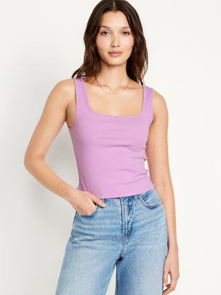 Camiseta sin Mangas de Punto de Canalé