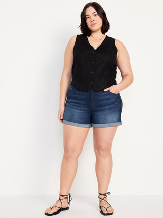 Short Denim Talle Alto con Bolsillos