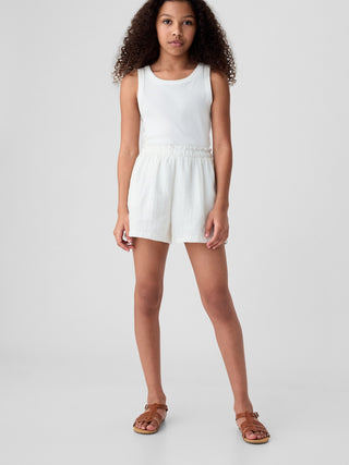 Short con Cintura Elástica Efecto Arrugado, Niña