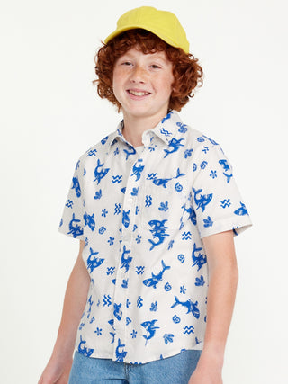 Camisa Manga Corta de Algodón con Estampado, Niño