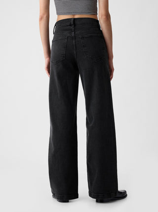 Jeans Anchos Talle Alto con Bolsillos