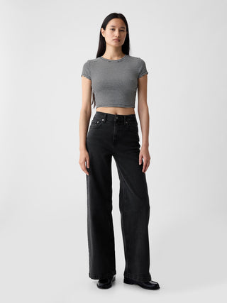 Jeans Anchos Talle Alto con Bolsillos