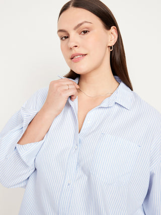 Camisa Manga Larga Oversize con Bolsillo