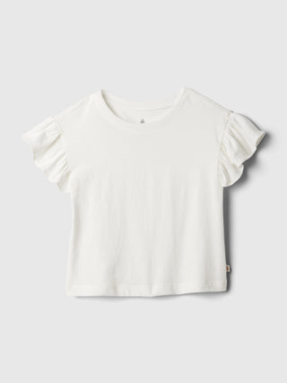 Camiseta Manga Corta con Detalle de Volante, Niña