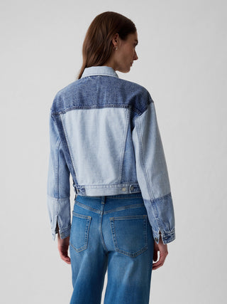 Jacket Denim Corta con Patchwork