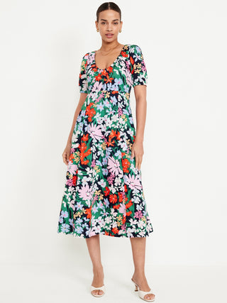 Vestido Midi con Cintura Imperio de Algodón