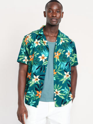 Camisa Manga Corta con Estampado Tropical