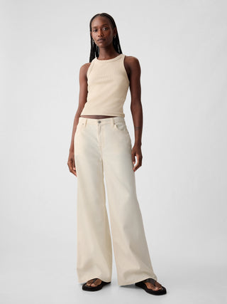 Jeans Holgados Talle Medio con Bolsillos