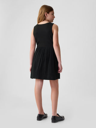 Vestido Cuello Redondo con Algodón, Niña