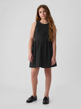 Vestido Cuello Redondo con Algodón, Niña