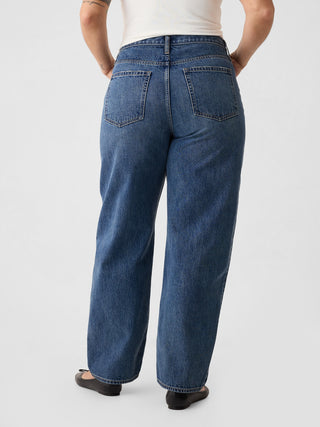 Jeans Barrel Talle Alto con Bolsillos